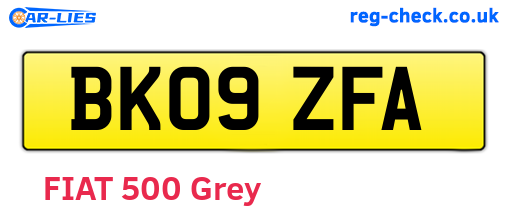 BK09ZFA are the vehicle registration plates.