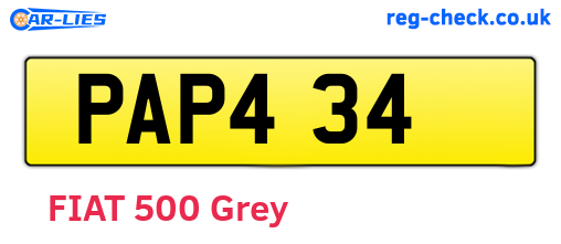 PAP434 are the vehicle registration plates.