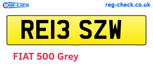RE13SZW are the vehicle registration plates.