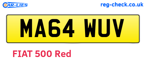 MA64WUV are the vehicle registration plates.
