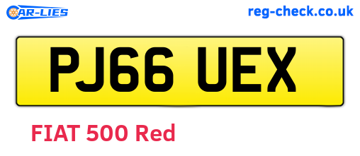 PJ66UEX are the vehicle registration plates.