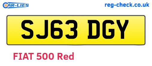 SJ63DGY are the vehicle registration plates.