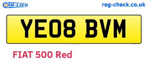 YE08BVM are the vehicle registration plates.