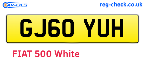GJ60YUH are the vehicle registration plates.