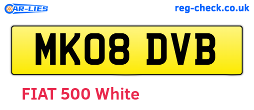 MK08DVB are the vehicle registration plates.
