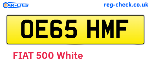 OE65HMF are the vehicle registration plates.