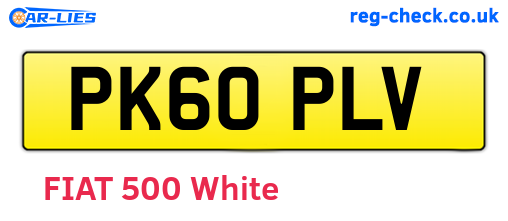 PK60PLV are the vehicle registration plates.