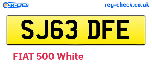 SJ63DFE are the vehicle registration plates.