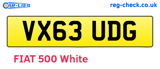 VX63UDG are the vehicle registration plates.