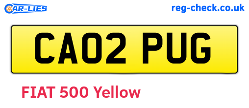CA02PUG are the vehicle registration plates.