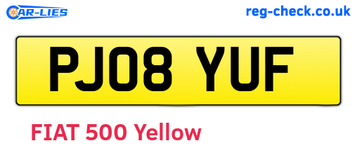 PJ08YUF are the vehicle registration plates.