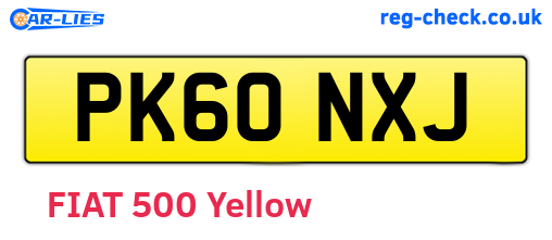 PK60NXJ are the vehicle registration plates.