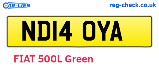 ND14OYA are the vehicle registration plates.