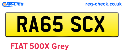 RA65SCX are the vehicle registration plates.