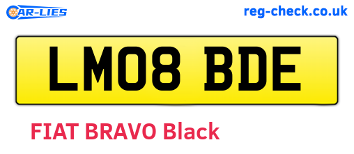 LM08BDE are the vehicle registration plates.