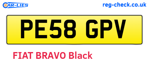 PE58GPV are the vehicle registration plates.