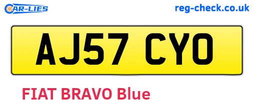 AJ57CYO are the vehicle registration plates.