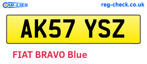 AK57YSZ are the vehicle registration plates.