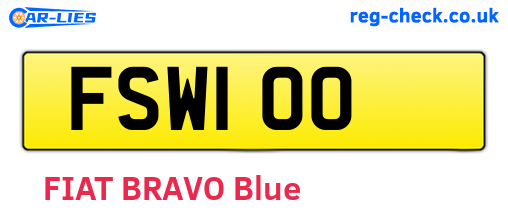FSW100 are the vehicle registration plates.