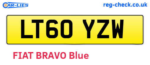 LT60YZW are the vehicle registration plates.