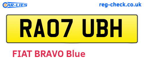 RA07UBH are the vehicle registration plates.
