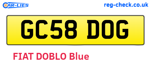 GC58DOG are the vehicle registration plates.