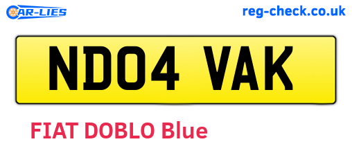 ND04VAK are the vehicle registration plates.