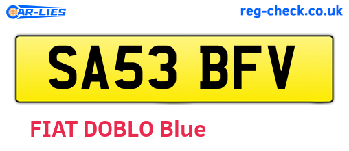SA53BFV are the vehicle registration plates.