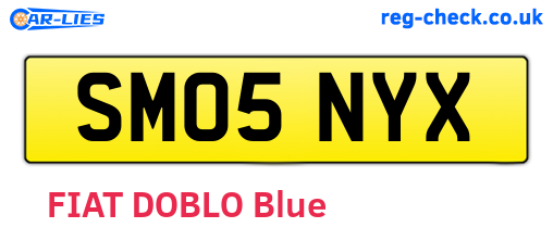 SM05NYX are the vehicle registration plates.