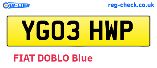 YG03HWP are the vehicle registration plates.