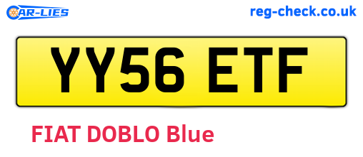 YY56ETF are the vehicle registration plates.