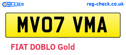 MV07VMA are the vehicle registration plates.