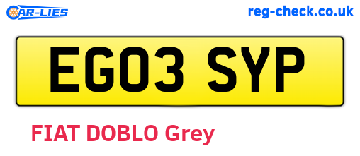 EG03SYP are the vehicle registration plates.