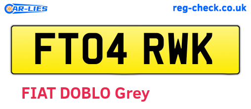FT04RWK are the vehicle registration plates.