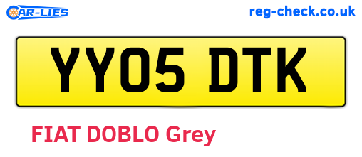 YY05DTK are the vehicle registration plates.