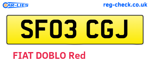 SF03CGJ are the vehicle registration plates.