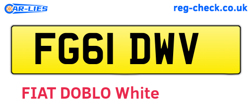 FG61DWV are the vehicle registration plates.