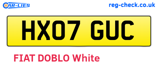 HX07GUC are the vehicle registration plates.