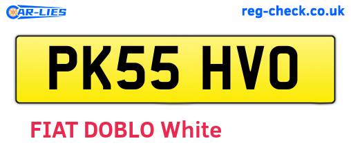 PK55HVO are the vehicle registration plates.