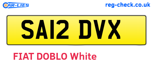 SA12DVX are the vehicle registration plates.