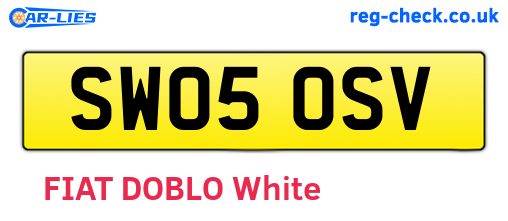 SW05OSV are the vehicle registration plates.