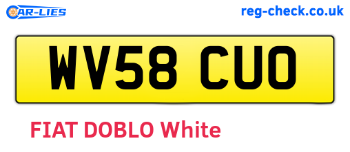 WV58CUO are the vehicle registration plates.
