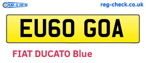EU60GOA are the vehicle registration plates.