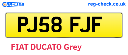 PJ58FJF are the vehicle registration plates.