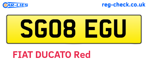 SG08EGU are the vehicle registration plates.