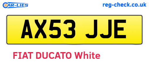 AX53JJE are the vehicle registration plates.