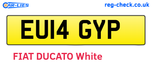 EU14GYP are the vehicle registration plates.