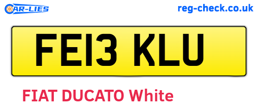 FE13KLU are the vehicle registration plates.