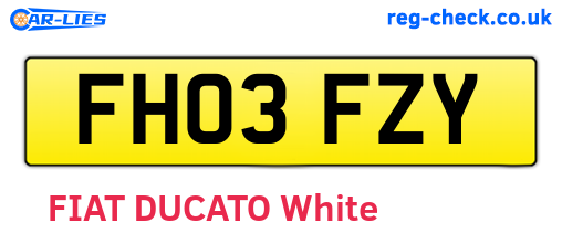 FH03FZY are the vehicle registration plates.
