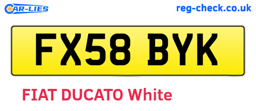 FX58BYK are the vehicle registration plates.